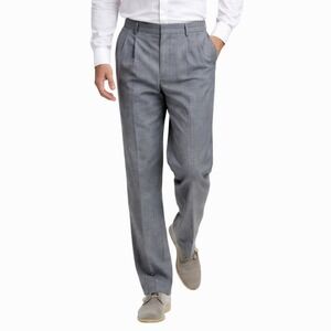 Jack Nicklaus Hart Schaffner Marx Mens 35x32 Gray Wool Pleated Dress Pants Cuffs